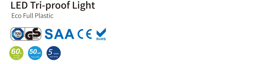 IP65 IK08 E Version Tri Proof 1200mm/40w 100lm/w Warehouse Light